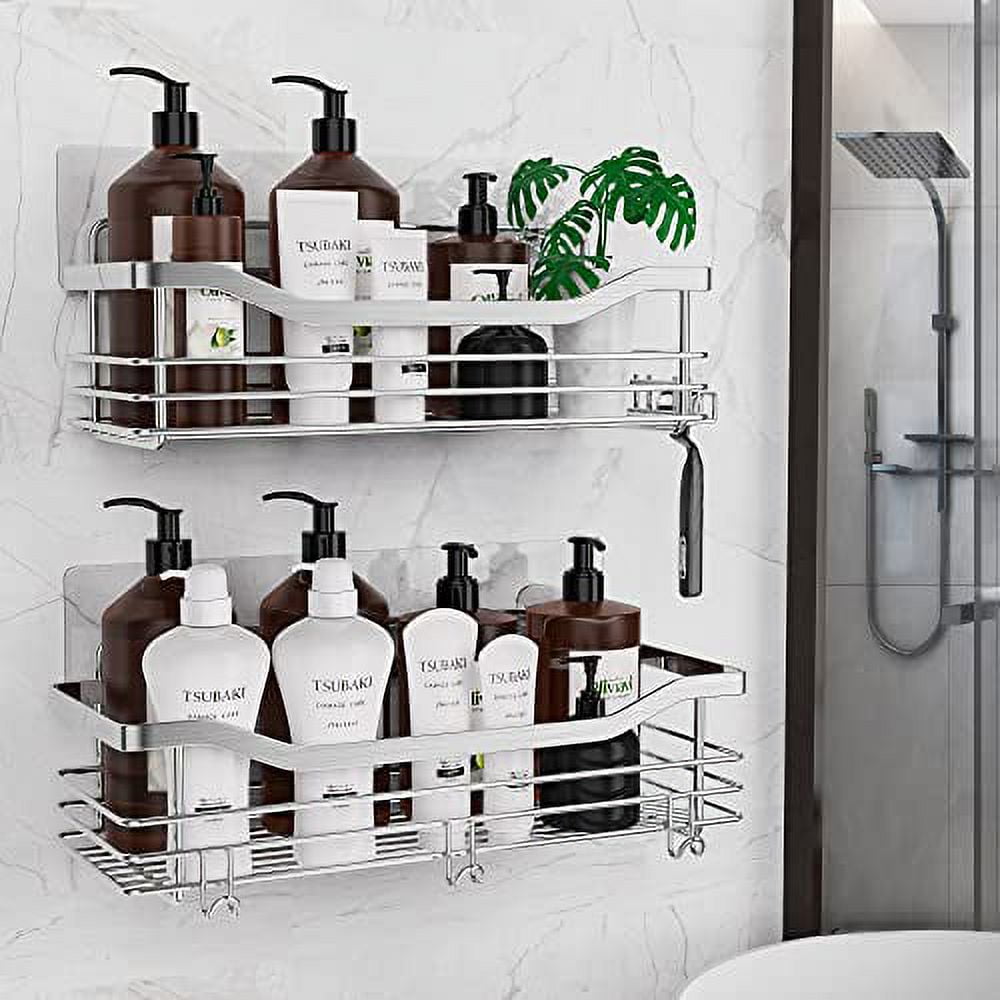 EUDELE Shower Caddy 5 Pack - Adhesive Bathroom Organizer, Rustproof Stainless Steel, Large Capacity Shower Shelves for Bathroom & Kitchen Storage