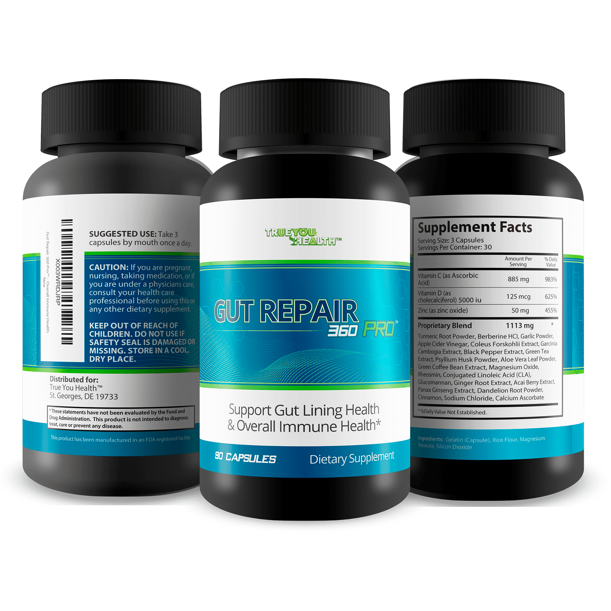 Gut Repair 360 Pro - Intestinal Health Supplement - LeakyGut Repair - Support GI Lining Health - Help Reduce Symptoms Like Bloating, Heartburn, IBS - Our Best Gut Support Formula