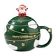 thumbnail image 3 of Taza de cerámica navideña para bebidas, taza de té, decorativa navideña con tapa Verde, 3 of 9