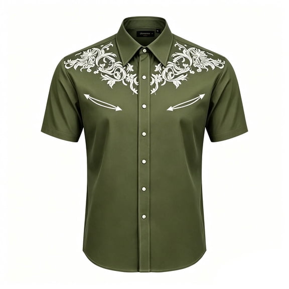 Wxolcjlv Boys Western Cowboy Short Sleeve Shirt Casual Graphic Buttons Down Shirt, Szies 4-13