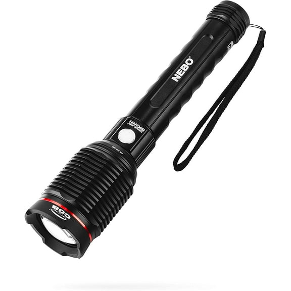 NEBO Redline 6K 6000-Lumen LED Rechargeable Bright Flashlight For EDC, Camping, Hunting, Hiking, Tactical With 4X Zoom, 4 Light Modes, Waterproof, Power Bank, Black