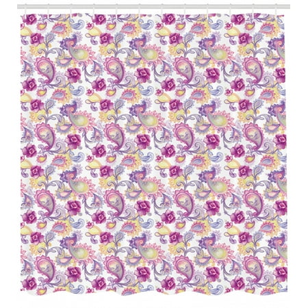 Paisley Shower Curtain Watercolor Painting Look Asian Peony