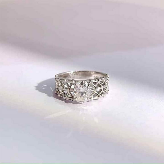 Solitaire Vintage Women Engagement Rings 1.7 Ct Oval Cut Diamond 14K White Gold Over