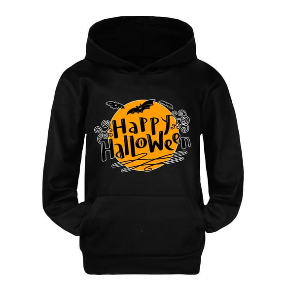 GDREDA Sleeveless Hoodies for Girls Child Toddler Boys Girls Long Sleeve Cartoon Prints Warm Hoodie Pullover Tops Kids Sweat (Black,6-7 Years)