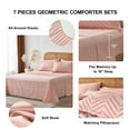 thumbnail image 4 of Flymme Pink Comforter Set Queen Size 7 Pieces Bed in a Bag Boho Bedding Sets Geometric Bed Set with Comforter, Sheets, Pillowcases & Shams, 4 of 8