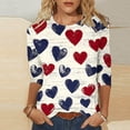 thumbnail image 3 of Uootdi 3/4 Sleeve Tops for Women Crewneck American Flag Print Patriotic 4th of July Casual Daily Graphic Blouses Gift, 3 of 6