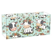 Cute Cow with Flower Acrylic Pen Holder Cup 4 Compartments Clear Pencil Organizer Makeup Brush Holder Storage for Office Desktop Dorm
