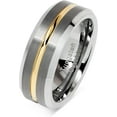 thumbnail image 2 of GHSDFBB Tungsten Rings for Men Two Tone Silver Wedding Bands Gold Grooved Matte Finish Size 6-16, 2 of 6