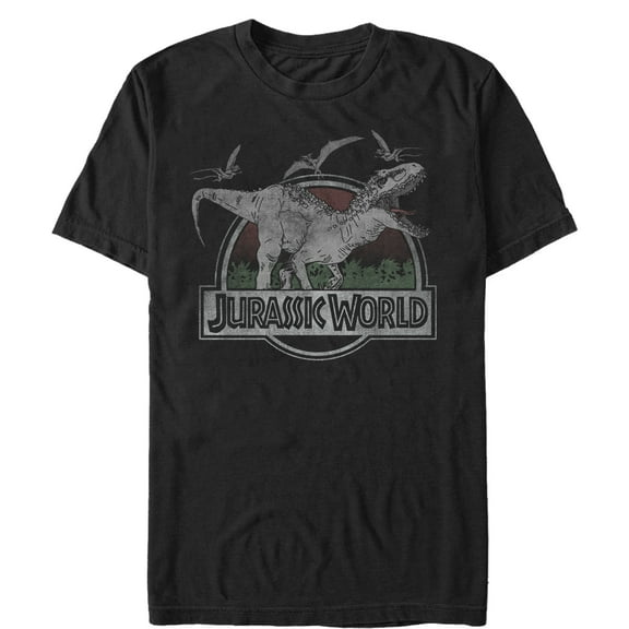 Men's Jurassic World T. Rex and Pterodactyls Graphic Tee Black 3X Large