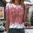 thumbnail image 6 of larppty Fall Crew Neck T-Shirts Women Christmas Graphic Shirts Cute Xmas Tees Funny Holiday Family Short Sleeves Tops (Pink, XL), 6 of 9