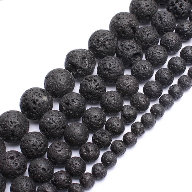 108 cuentas redondas de lava de 10 mm, color negro natural 108 cuentas redondas de lava de 10 mm, color negro natural