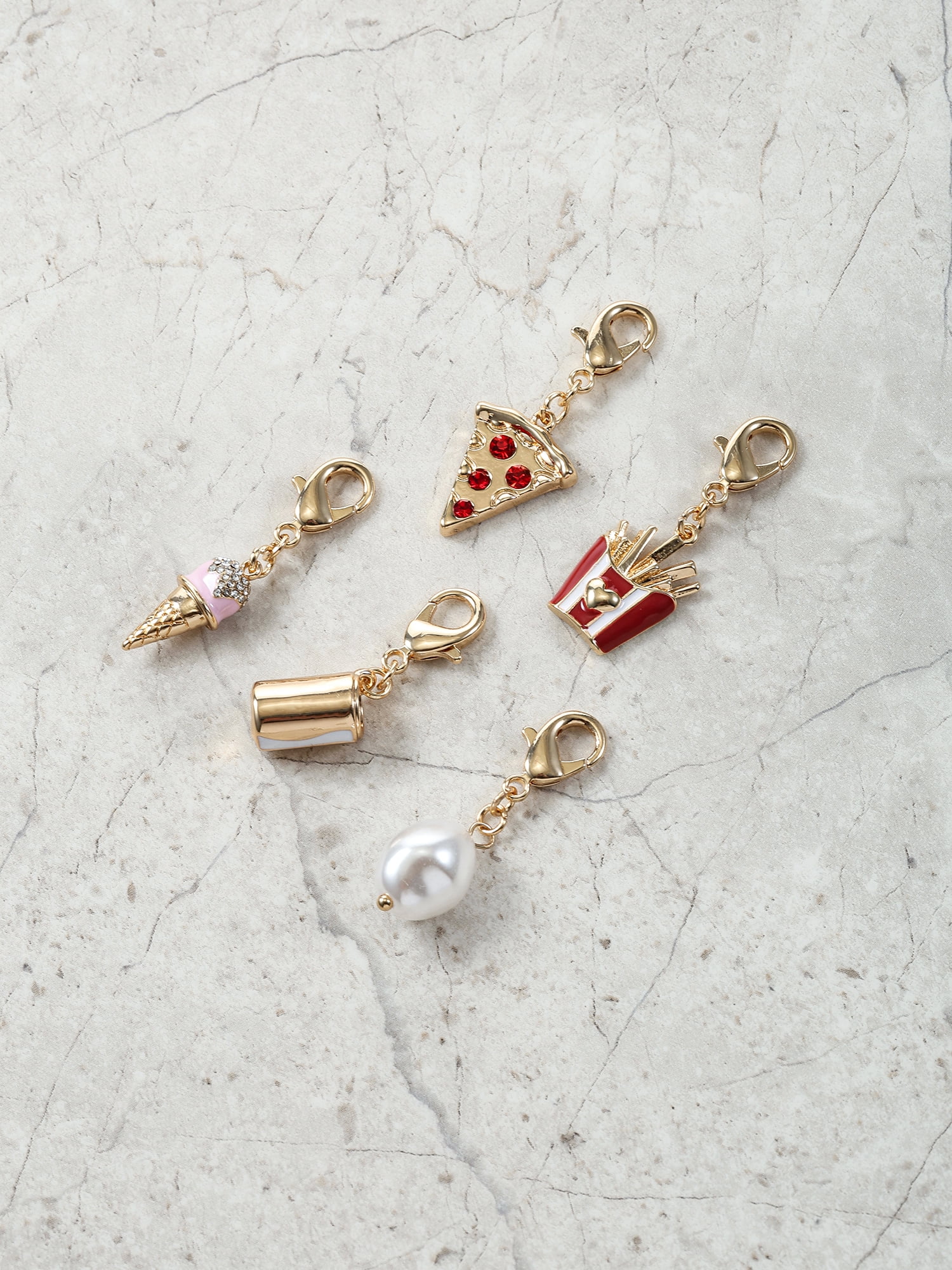 Time and Tru Goldtone Multi Charm Set, Favorite Foods, 5 Pieces