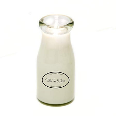 - Milkhouse Creamery Soy Beeswax Scented Candle - White Tea and Ginger (8 Oz Milk Bottle) USA