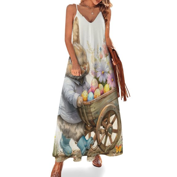 Easter Bunnies Rabbits Sleeveless Dress Women's Luxury Party Dress Birthday Dresses for Women