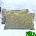 thumbnail image 6 of Oveesha 12” x 20” Modern Farmhouse Olive Green Chenille Pillow Cover, Stitched Edge (2 Count), 6 of 11