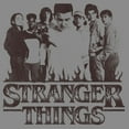thumbnail image 2 of Netflix Junior's Stranger Things Group Shot and Flaming Logo Cowl Neck Sweatshirt Gray Heather Large, 2 of 4