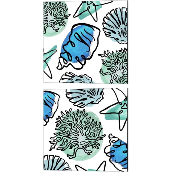 Great Art Now Coastal Contours Fusion B by Elizabeth Medley 2 Piece Canvas Art Set Each 14W x 14H