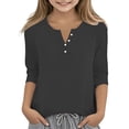 thumbnail image 5 of DORKASM Kids Solid Color 3/4 Sleeve Henley Shirt: Pink Casual Button Up Top Gray 130, 5 of 5