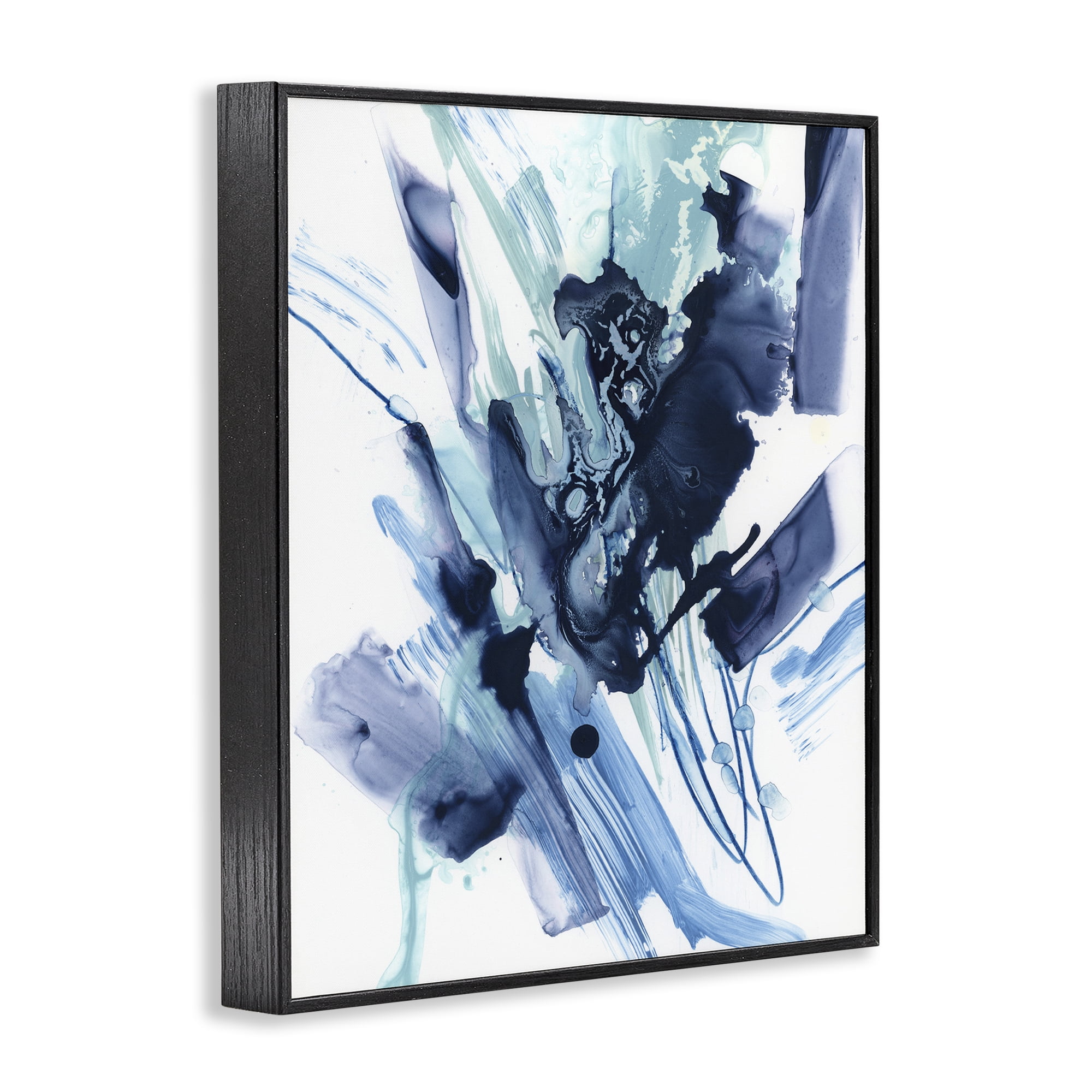 Stupell Industries Restless Blue Splash Abstract Painting Black Framed Art Print Wall Art, 11 x 14