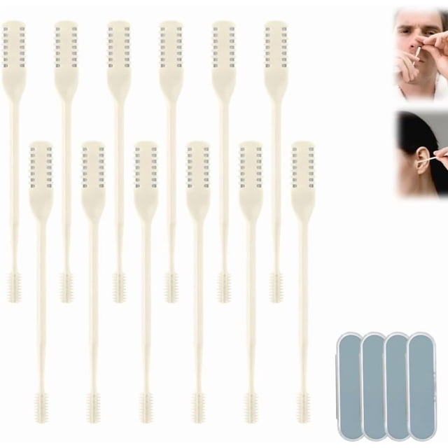 2025 Nasal Hair Cutter with Ear Pick, 360° Rotating Trimmer (White-12pcs)