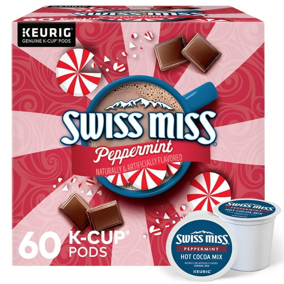 Swiss Miss Peppermint Hot Cocoa, Keurig Single-Serve K-Cup Pods, 60 Count (6 Packs of 10)
