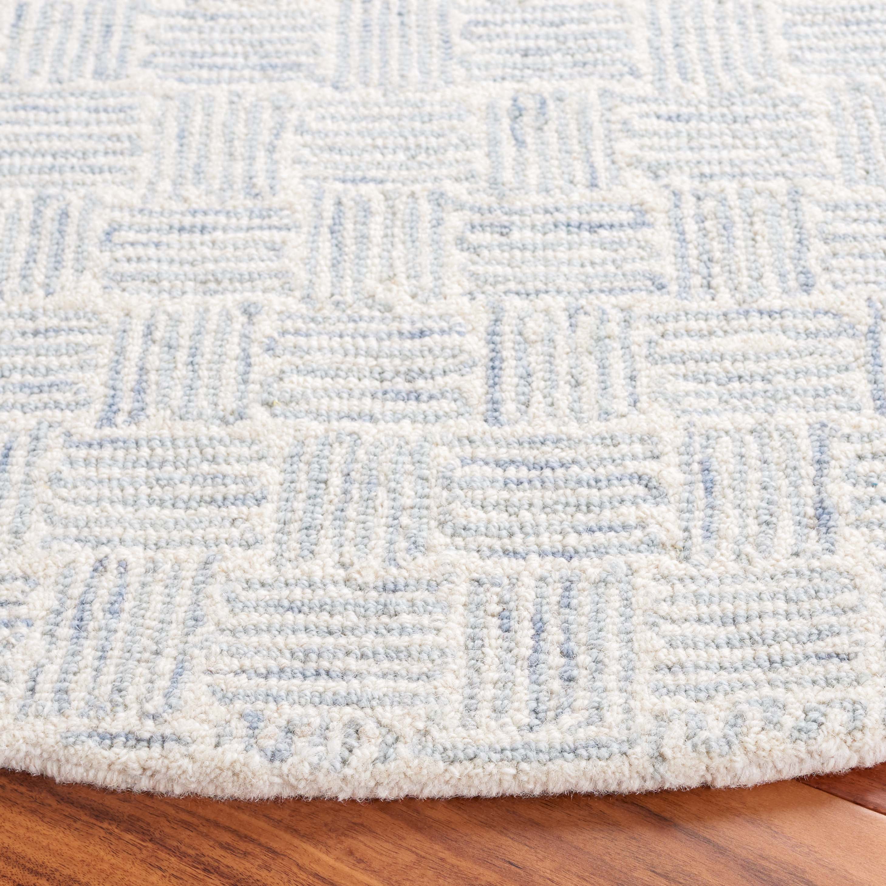 SAFAVIEH Micro-Loop Charlotte Solid Area Rug, Ivory/Grey, 5' x 5' Round
