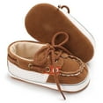 thumbnail image 2 of URMAGIC Toddler Baby Girls Boys Leather Soft Sole Crib Shoes Lace-up Flat Boat Shoe, 2 of 6