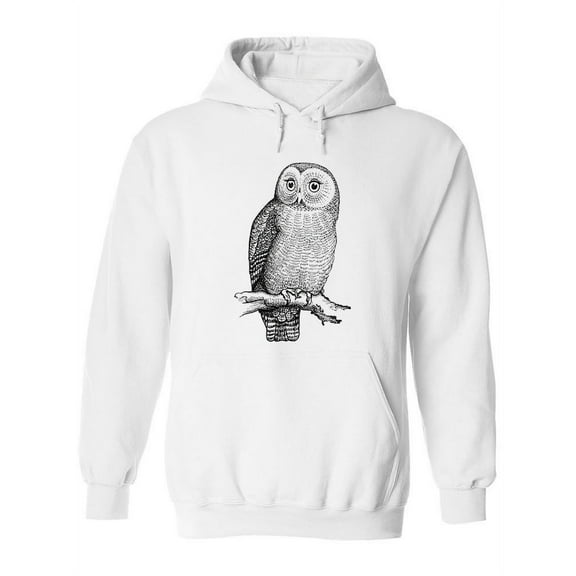 Owl On A Branch Drawing Hoodie Women -Image by Shutterstock, Female Large