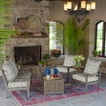 thumbnail image 4 of ARDEN Outdoor Foam Deep Seat Cushion Set, 24 in x 24 in, Weather-Proof, Rain-Proof, Fade Resistant Patio Cushion, Bottom and Back Cushion for Chair, Sofa, and Couch Neutral Aurora Damask, 4 of 9