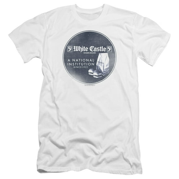 White Castle National Institution Premium Canvas Adult Slim Fit 30/1 T-Shirt White