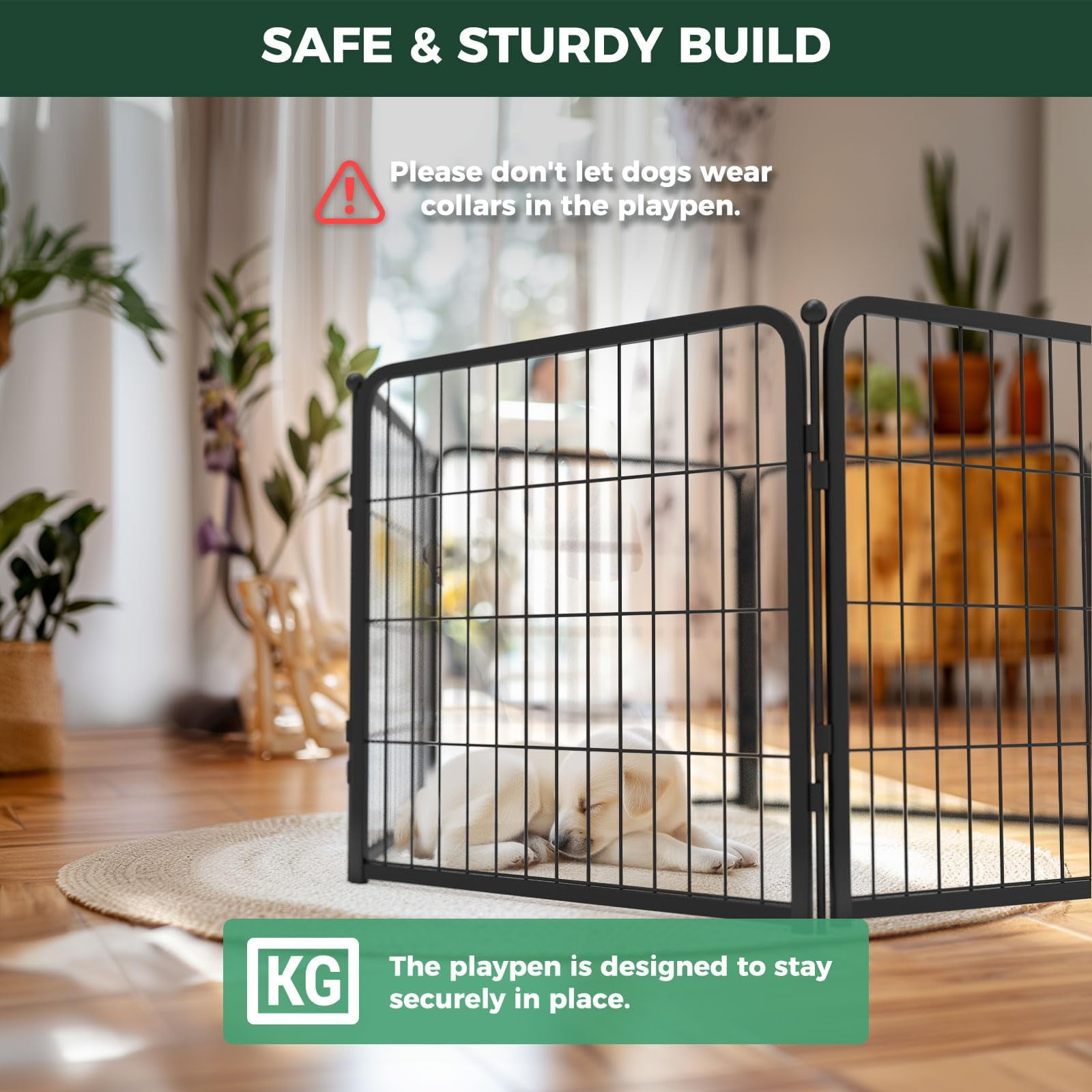 FXW Homeplus Unleashed Indoor Dog Playpen - Stress-Free and Safe Play, Heavy Duty 24 Inch 6 Panels Dog Pen for Puppy and Small Dogs, Black│Patented