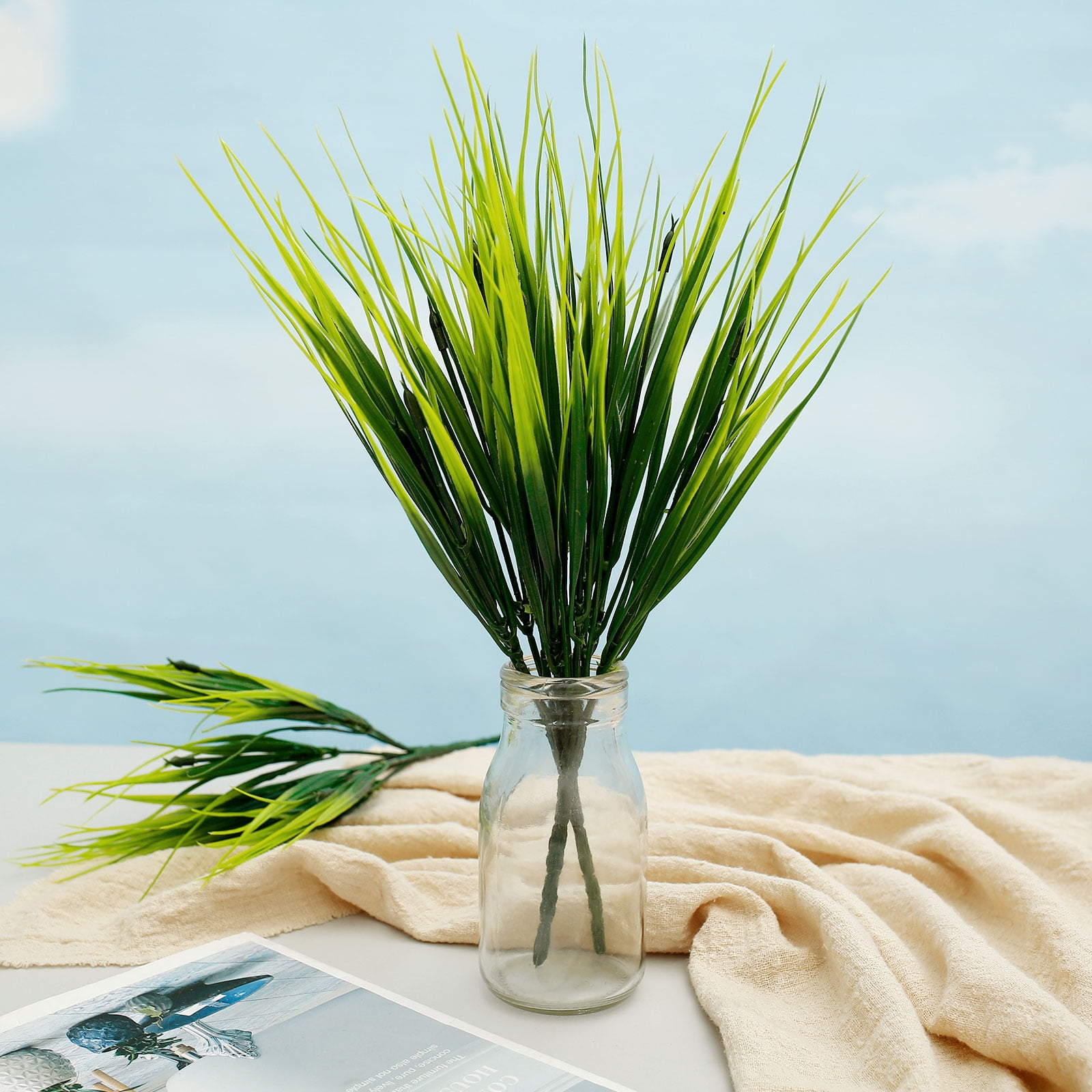 Artificial Plant,12Pcs Artificial Plant Realistic Fake Grass Greenery