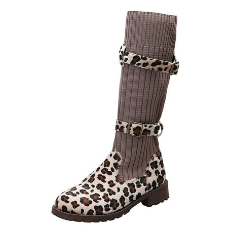 

Shoes Round Warm Middle Booties Knitting Keep Retro Warm Buckle Keep Toe Strap Women Women s Boots