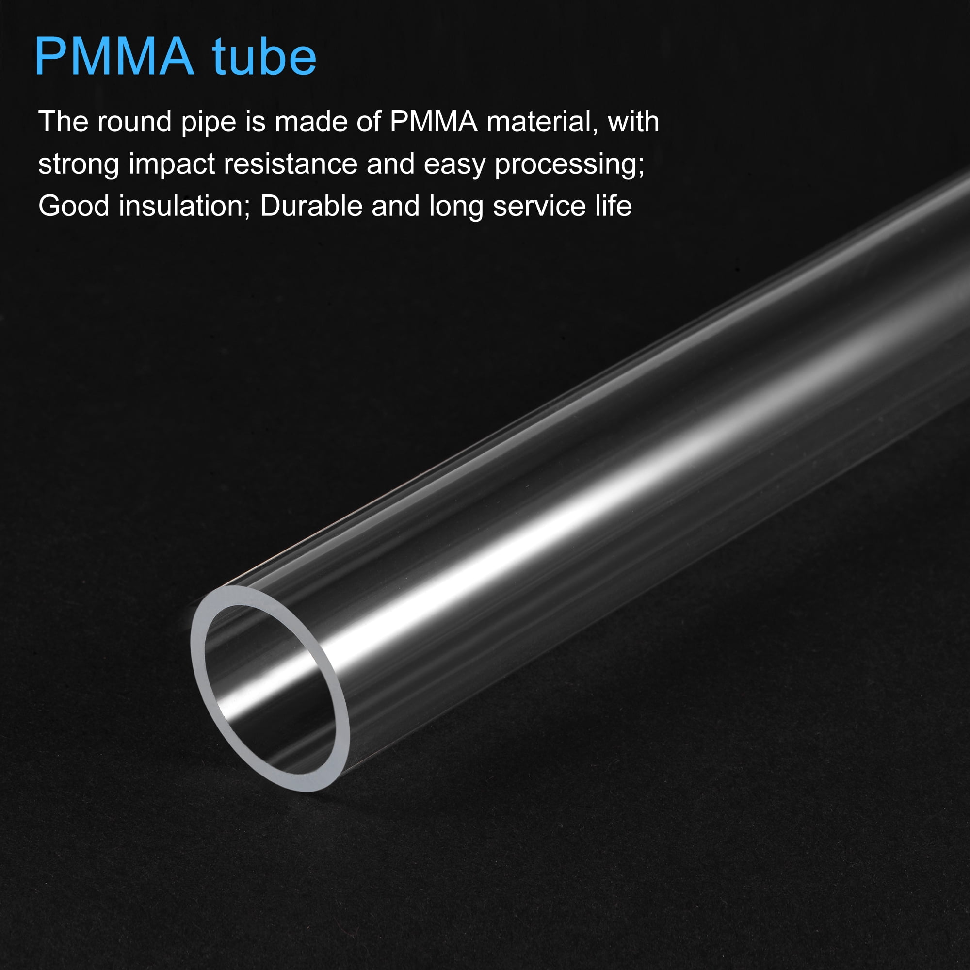 Unique Bargains 2pcs Clear Rigid Acrylic Pipe 14mm ID x 18mm OD x 305mm Round Tube