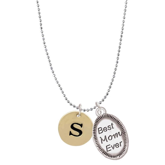 Delight Jewelry Goldtone Disc 1/2'' Initial - s - Best Mom Ever Charm Necklace