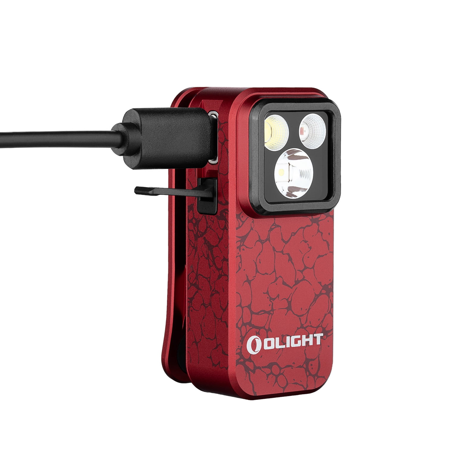 OLIGHT Oclip Pro EDC Flashlight Clip-on Light, Rechargeable 500 Lumens with Three Lighting Solutions Type-C Charging, Magnetic Flash Lights for Outdoor or Indoor Use(Molten Lava)