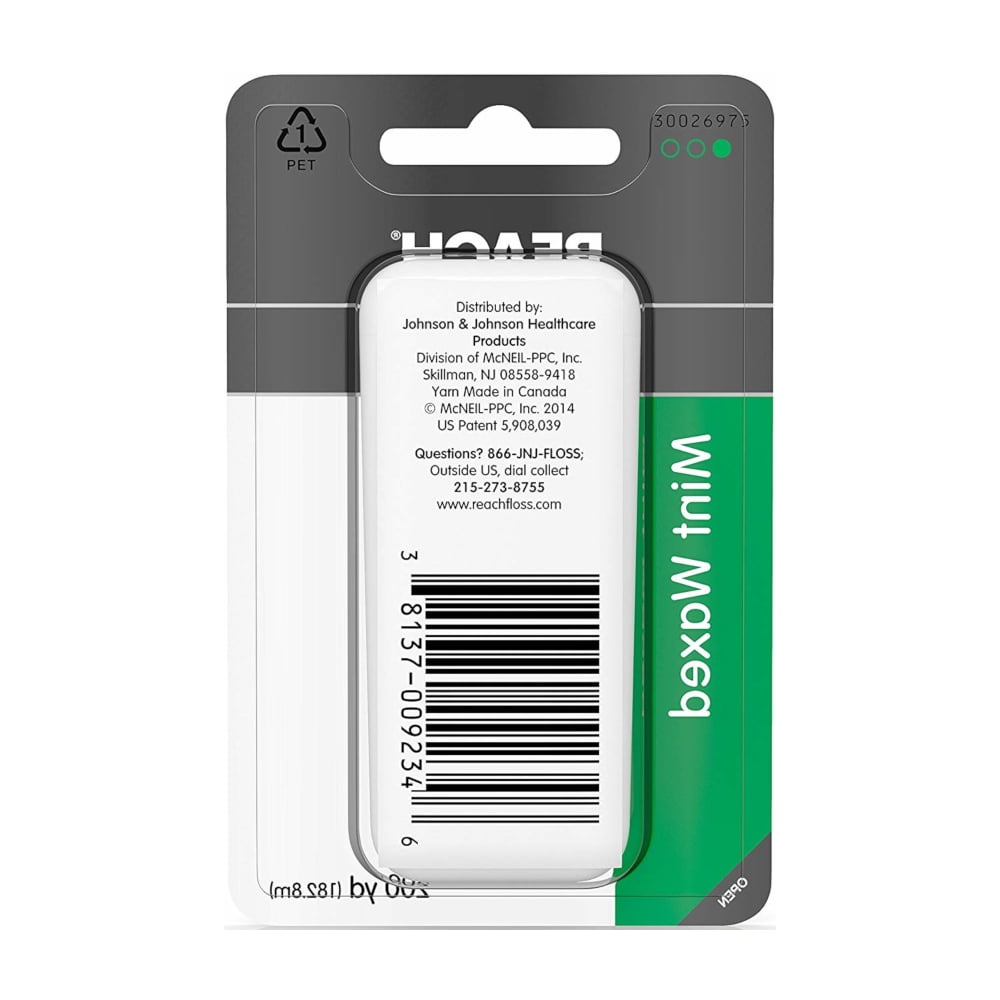 Reach Mint Waxed Dental Floss, Smooth Glide with Fresh Mint Flavor, 200 yd (Pack of 6)