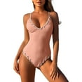 thumbnail image 1 of Women's Swimsuit Contrast Binding Ribbed Bathing Suit, 1 of 6