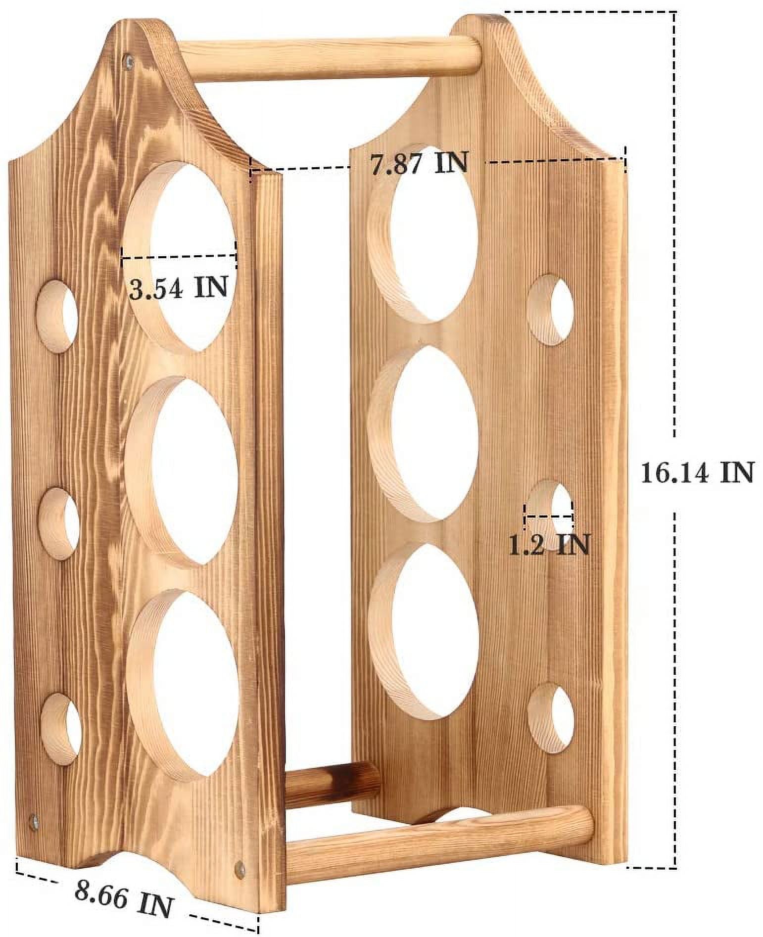 6 Bottle Rustic Wood Wine Bottle Holder Countertop Wine Rack