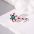 thumbnail image 3 of Round Cut Lab Emerald Solid Gold Ring Ruby Halo Ring Engagement Ring Green Emerald May Birthstone Ring Gemstone Ring For Women Christmas Gift For Her, 3 of 4