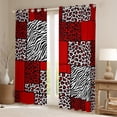thumbnail image 2 of jejeloiu Patchwork Geometric Checkered Blackout Curtains Set of 2 (52x84 Each),Leopard Zebra Print Window Curtains,Red White Black Curtains and Drapes For Girls Kids,Ultra Soft Home Decor, 2 of 6