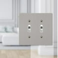 thumbnail image 3 of Hampton Bay Barnard 2 Gang Toggle Metal Wall Plate - Brushed Nickel, 3 of 3