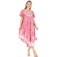 thumbnail image 5 of Sakkas Bree Long Embroidered Cap Sleeve Marbled Dress - Hibiscus Pink - One Size Regular, 5 of 5