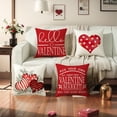 thumbnail image 3 of Valentines Day Pillow Covers 16 x 16 Inch Set of 4 Hello Valentine Red Polka Dot Heart Eucalyptus Leaves Throw Pillows Decorative Cushion Cases Valentines Decor White, 3 of 6
