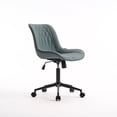 thumbnail image 2 of YOUNIKE Upholstered Desk Chair, Armless Computer Chair with Wheels，Modern Faux Leather Office Chair，Adjustable Swivel Rolling Chair，Adjustable Height，Suitable for Office, Home, Grayish Green, 2 of 15