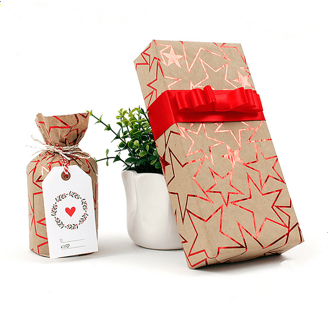 Envoltorio de regalo, papel de regalo de Navidad, 8 piezas de 50*70 cm (dorado*2 + morado*2 + plata*2 + rojo*2) JAMW Sencillez