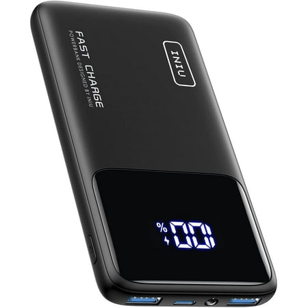 INIU Portable Power Bank, Slimmest 10000mAh Fast Charging Portable Charger Compatible with iPhone & Samsung, Black