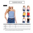thumbnail image 6 of FashionMille Women's Slim Fit Off Shoulder Side Ruched Detail Rib Jersey Knit Crop Tube Top, 6 of 6