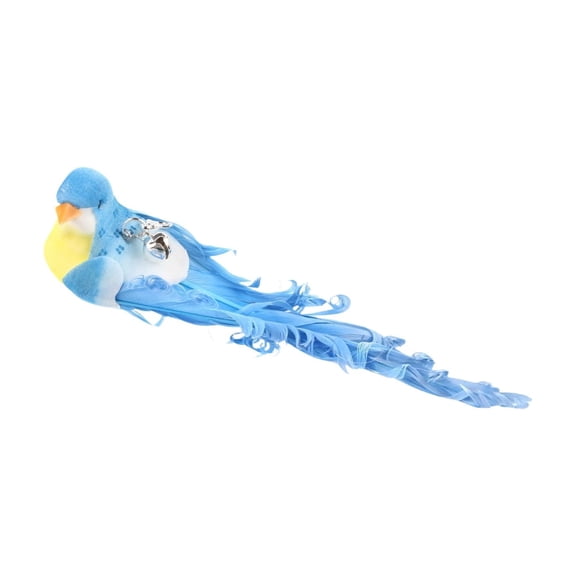 Cat Wand Attachment Bird Replacement Head with Bell, Interactive Feather Refill for Suction Cup Cat Teaser Pole, Random Pattern Fabric Bird for Indoor Exercise Play - Blue