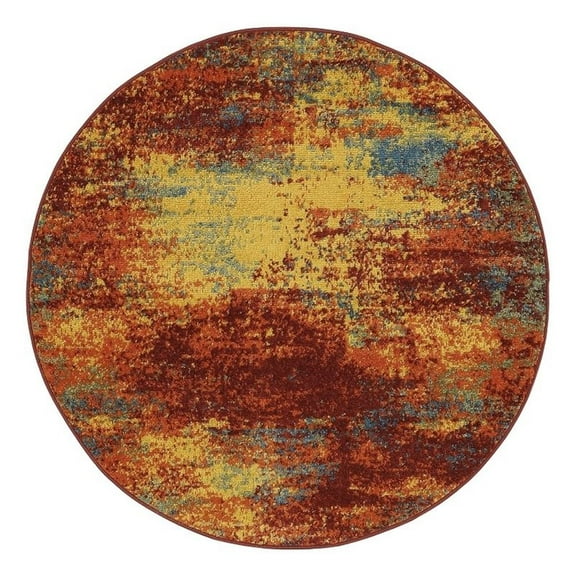Nourison Essentials 4' x Round Flame Fabric Area Rug